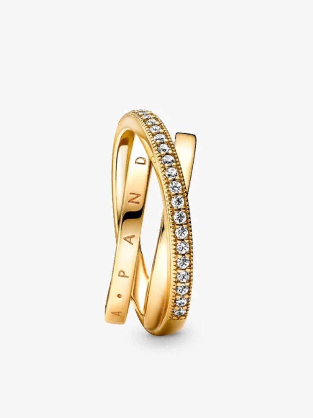 Gold Pandora Crossover Pavé Triple Band Ring - Picture 2 of 3
